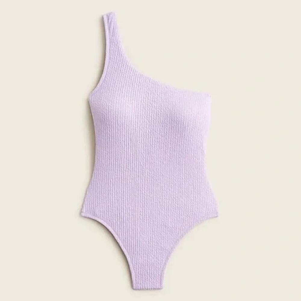 New J. Crew Lilac Lavender Textured One Shoulder One-Piece Swim Bathing Suit 24